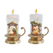 Glitter Swirl Candle Holder Nativity Timer Assorted – thumbnail