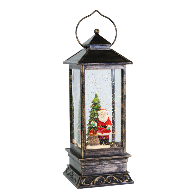 Glitter Swirl Music Lantern Santa Scene USB Assorted 2