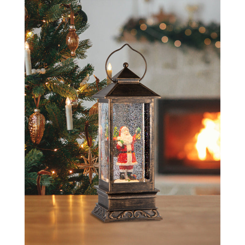 Glitter Swirl Music Lantern Santa Scene USB Assorted 4