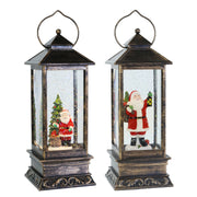 Glitter Swirl Music Lantern Santa Scene USB Assorted