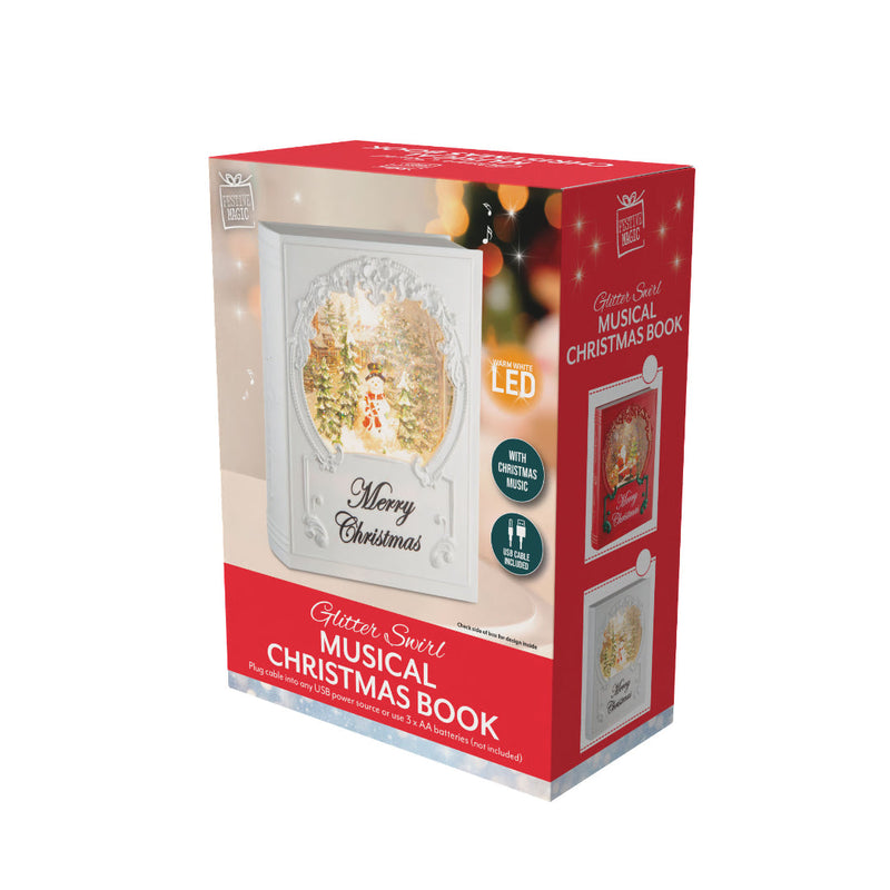 Glitter Swirl Music Christmas Book USB Assorted 6