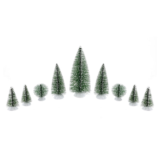 Snowy Bristle Trees 9pc Assorted Sizes