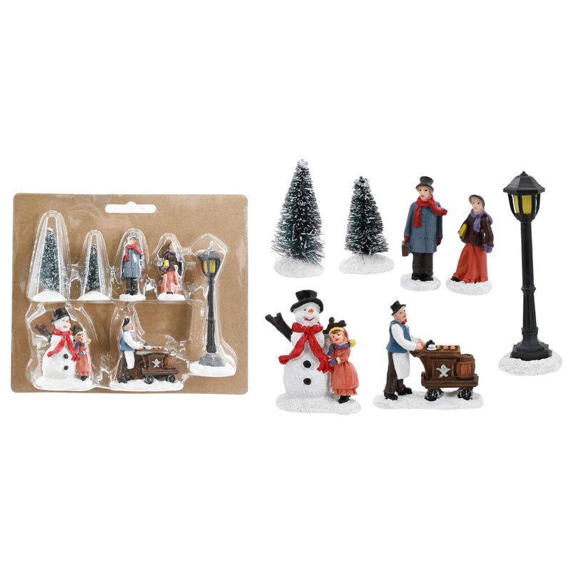 Resin Christmas Villager Figurine Set Assorted 4