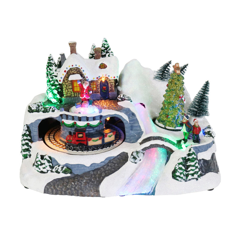 LED Musical Village Scene F/Optic USB Assorted 2