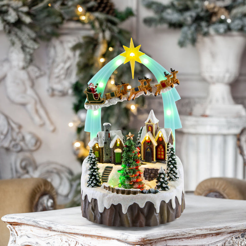 LED Musical Sleigh Arch Village Scene USB Assorted 7