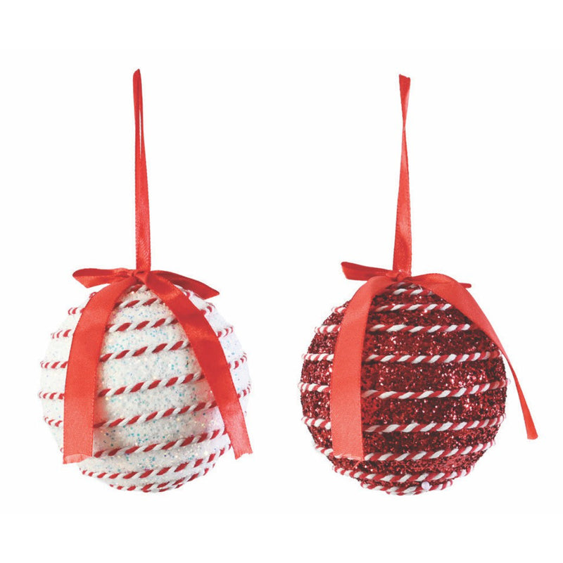 Candycane Rope Bauble 10cm Assorted