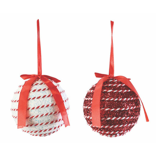 Candycane Rope Bauble 10cm Assorted