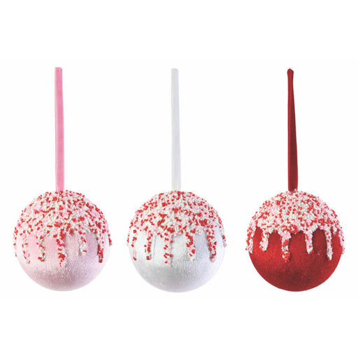 Peppermint Iced Velvet Bauble 10cm Assorted