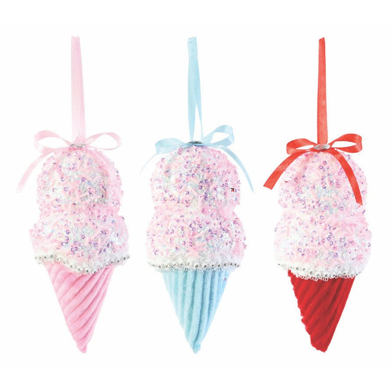 Hanging Frosted Ice Cream 15cm Assorted