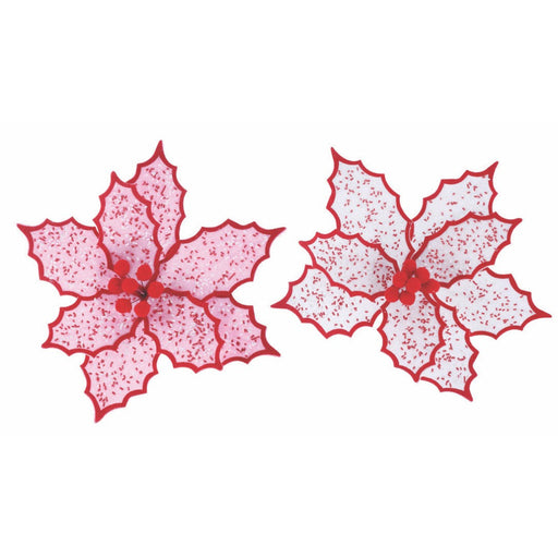 Peppermint Poinsettia Sprinkles Clip Assorted