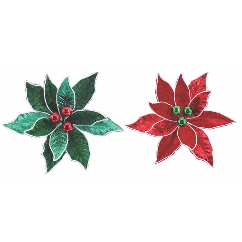 Bauble Poinsettia Clip Assorted