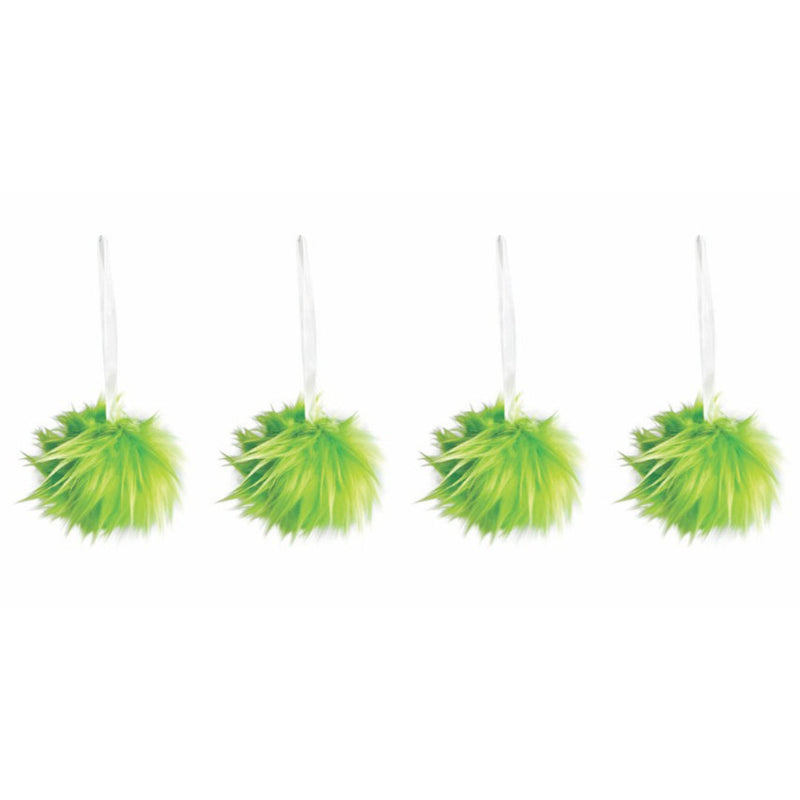 Hanging Mean Green Furry Ball 4pk