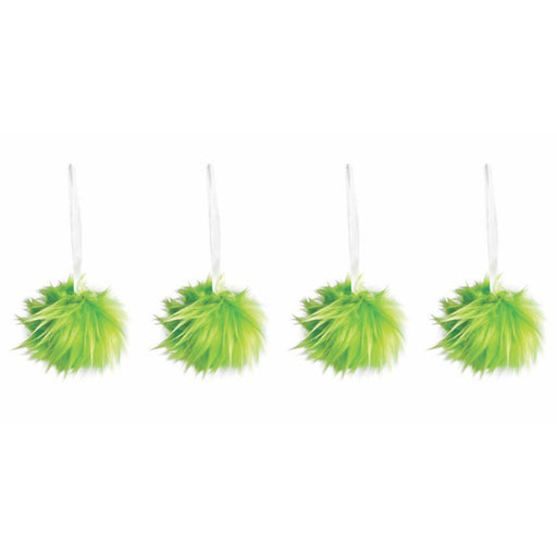 Hanging Mean Green Furry Ball 4pk