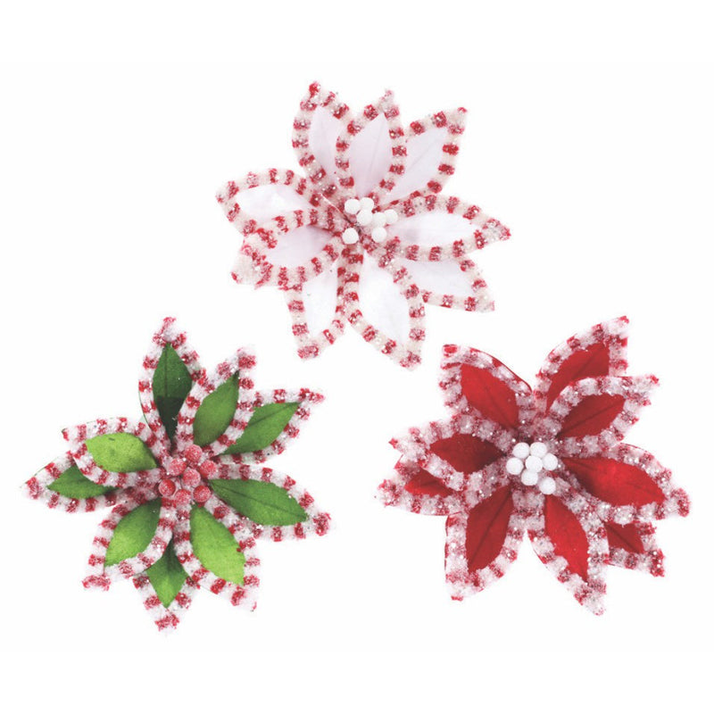 Plush Edged Poinsettia Clip Assorted