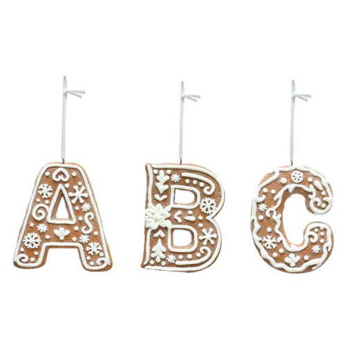 Assorted iced gingerbread alphabet Christmas decoration 7cm