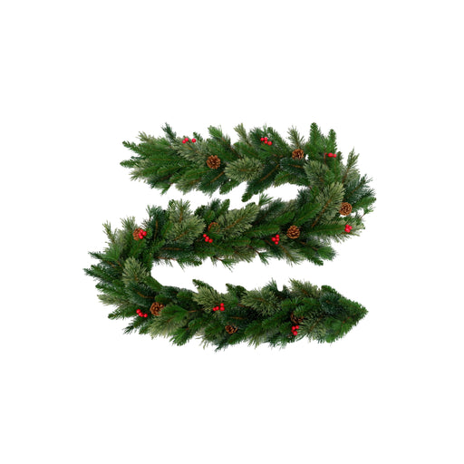 270 cm artificial pine garland with red berries