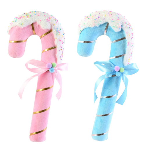 Hanging Velvet Candycane 36cm Assorted