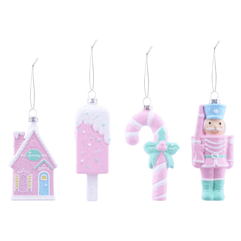 Hanging Iced Pastel Deco 14.5cm Assorted