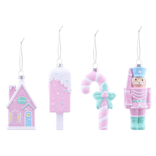 Hanging Iced Pastel Deco 14.5cm Assorted