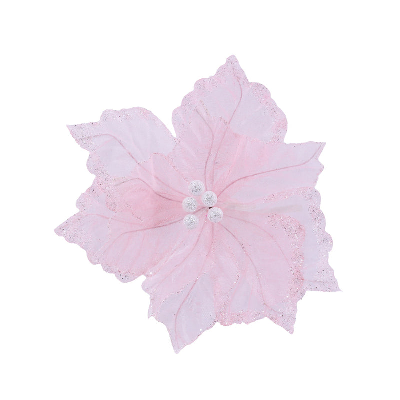 Organza Pastel Poinsettia Clip Assorted 4