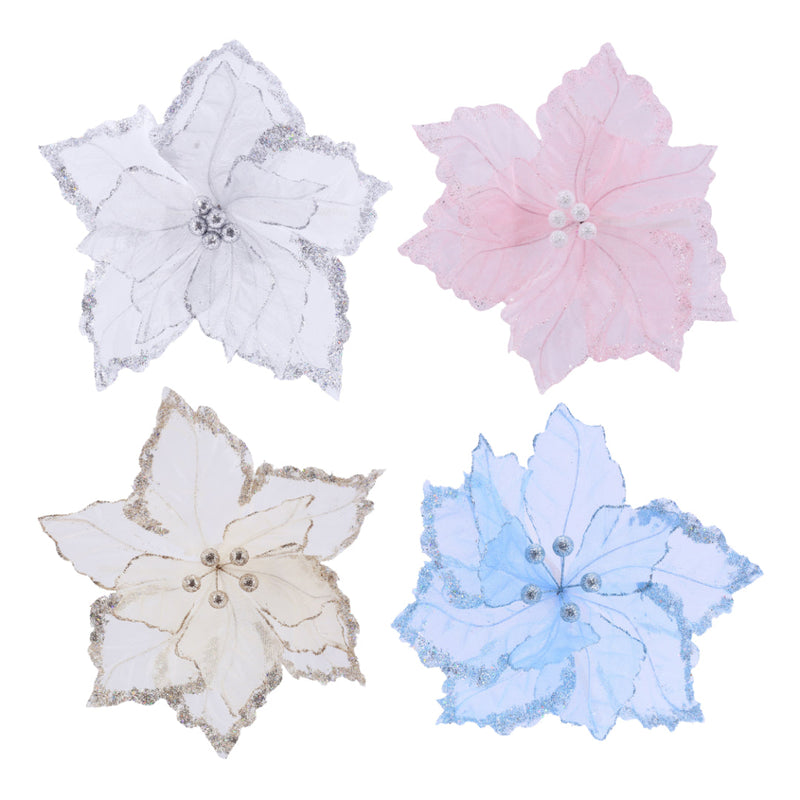 Organza Pastel Poinsettia Clip Assorted