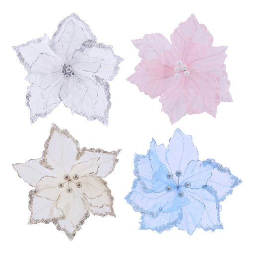 Organza Pastel Poinsettia Clip Assorted