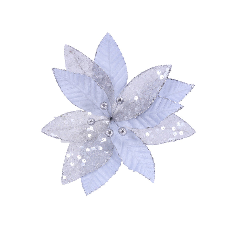 Velvet Sheer Poinsettia Clip Assorted 4