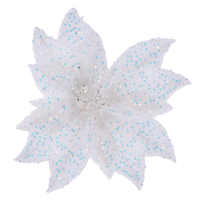 Iridescent Sequin Poinsettia Clip Assorted 2
