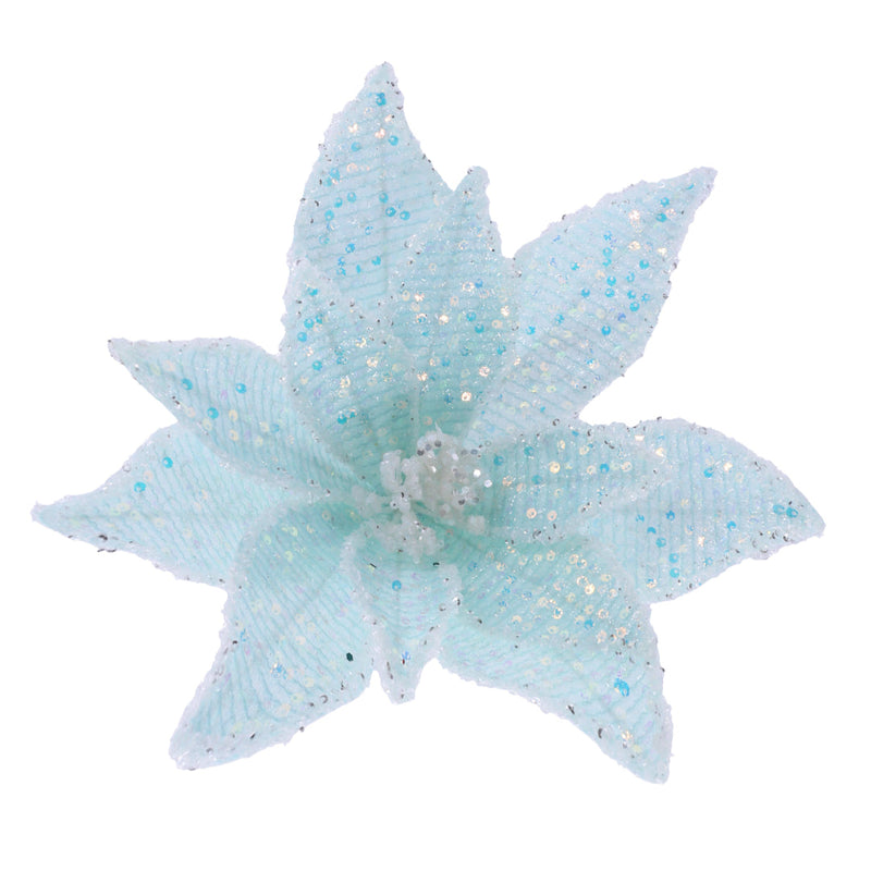 Iridescent Sequin Poinsettia Clip Assorted 3