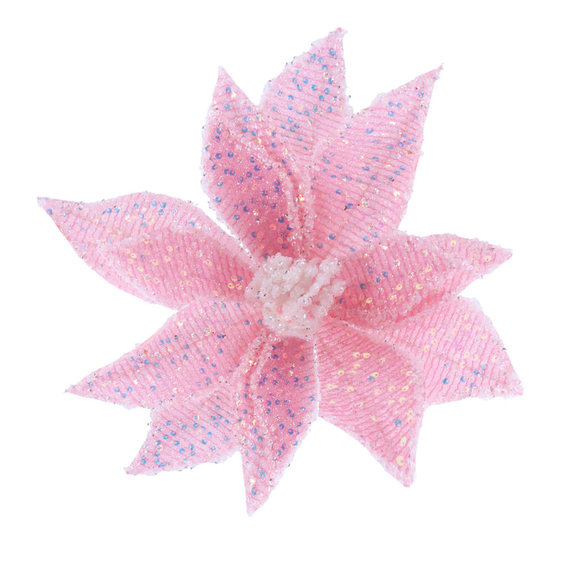 Iridescent Sequin Poinsettia Clip Assorted 4