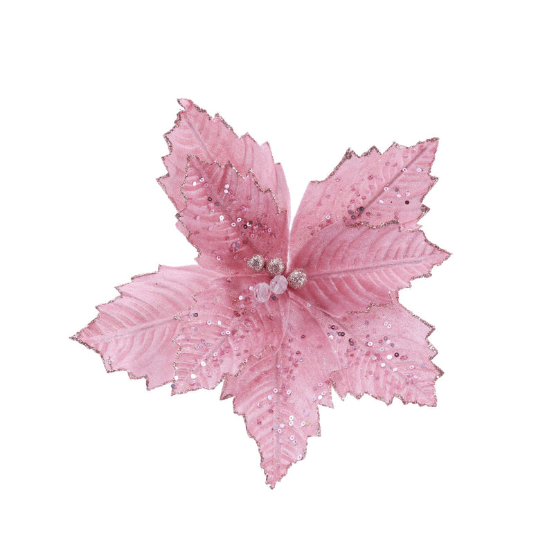 Iridescent Sequins Poinsettia Stem Assorted 2