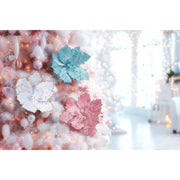 Iridescent Sequins Poinsettia Stem Assorted 5