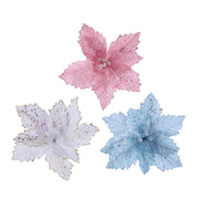 Iridescent Sequins Poinsettia Stem Assorted 