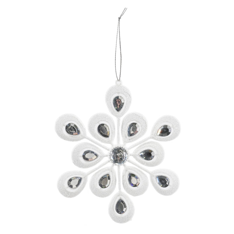 Hanging Jewelled Snowflake 14cm Assorted 3