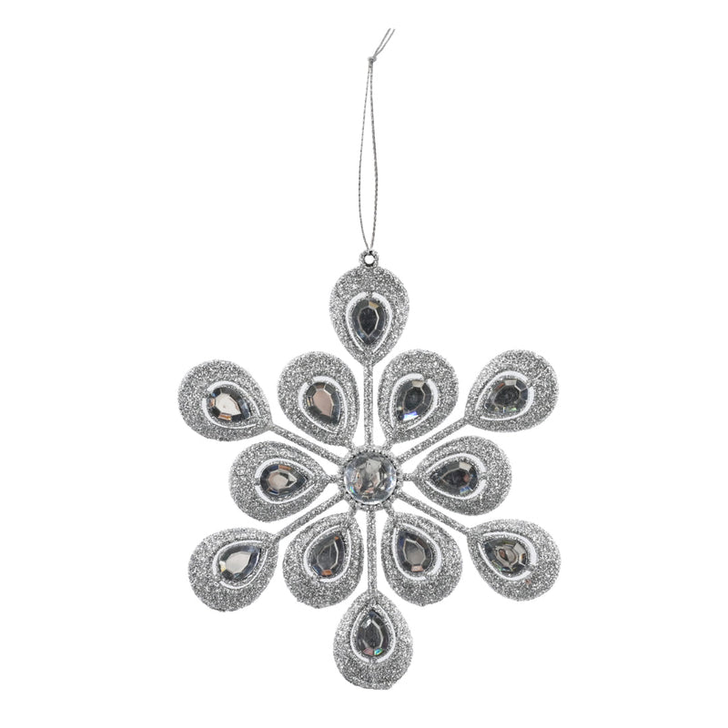 Hanging Jewelled Snowflake 14cm Assorted 4