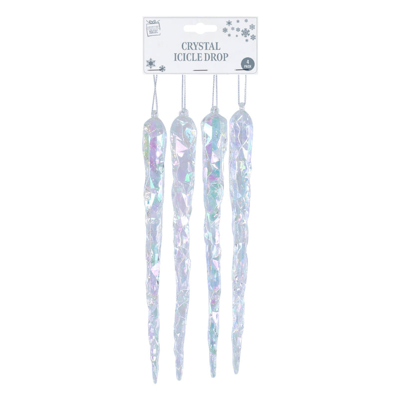 Crystallised Icicle Drop 23.5cm 4pk Assorted 2