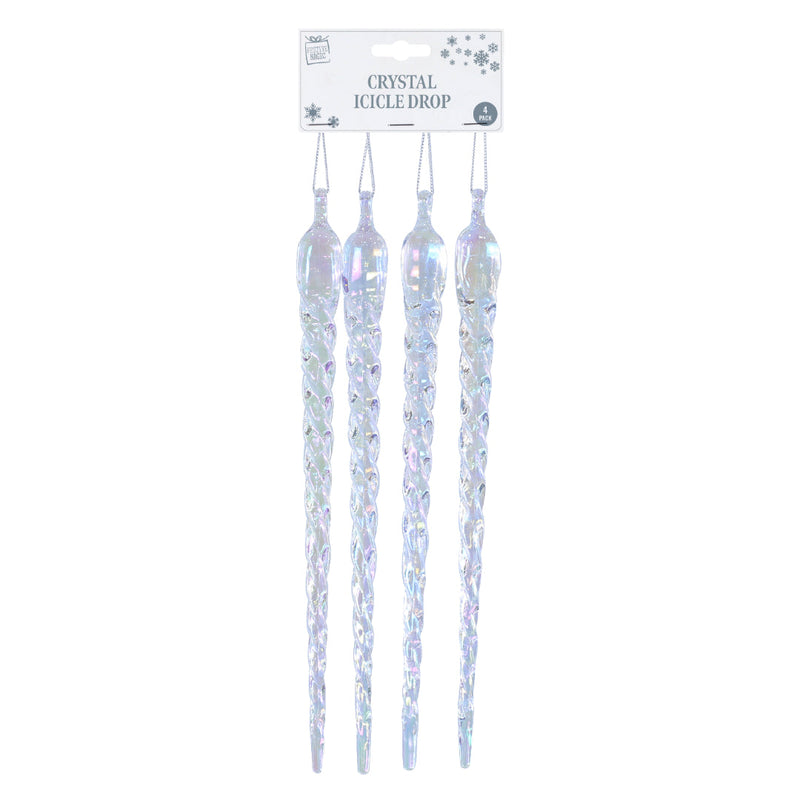 Crystallised Icicle Drop 23.5cm 4pk Assorted 3