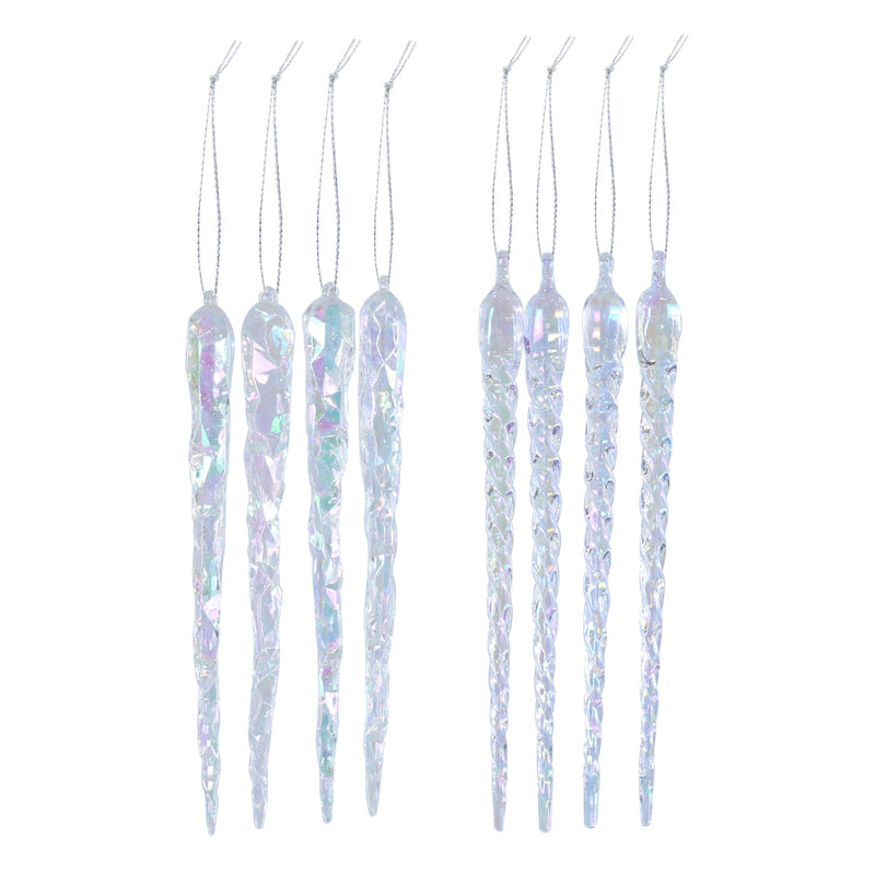 Crystallised Icicle Drop 23.5cm 4pk Assorted 4