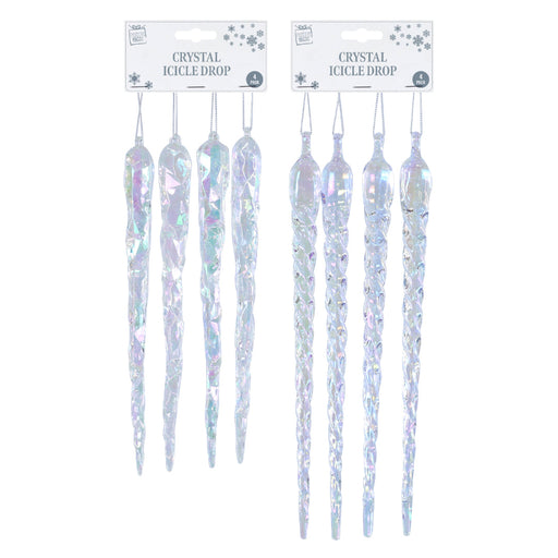 Crystallised Icicle Drop 23.5cm 4pk Assorted