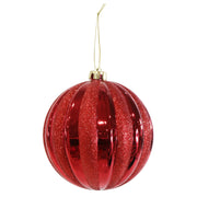 Bauble Ribbed Red-Gold 15cm Assorted 3