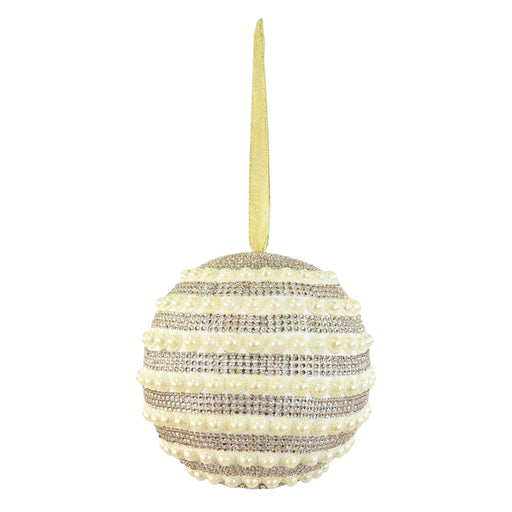 Pearl Sequin Bauble Champagne 20cm