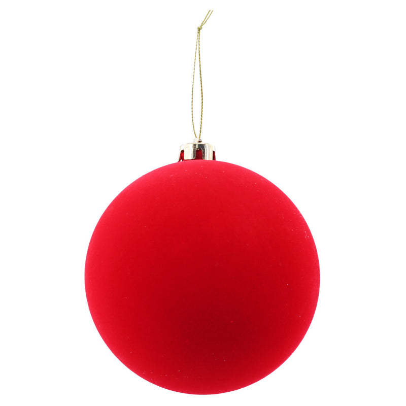 Bauble Flocked Red 15cm