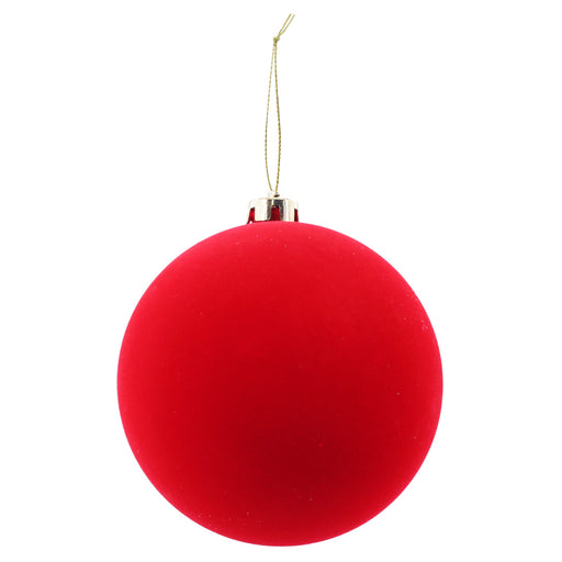 Bauble Flocked Red 15cm