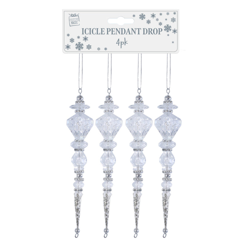 Icicle Pendant Drop 16.5cm 4pk Assorted 2
