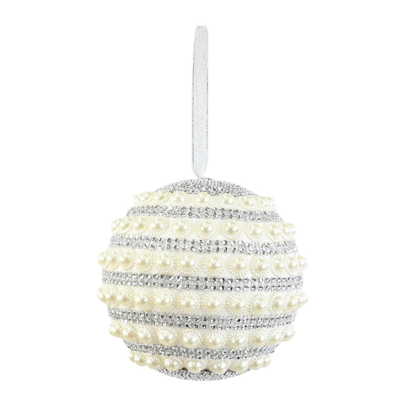 Pearl Sequin Bauble Champagne 15cm Assorted 3