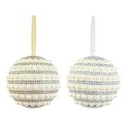 Pearl Sequin Bauble Champagne 15cm Assorted