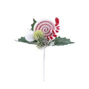 Candycane Leaf Deco Pick 18cm 3