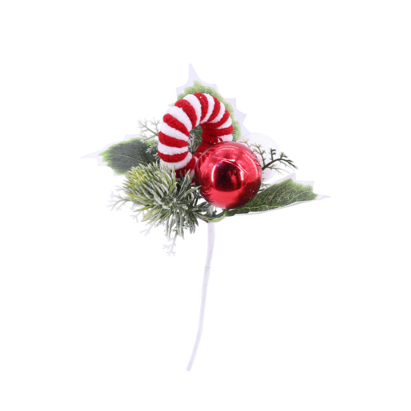 Candycane Leaf Deco Pick 18cm 5