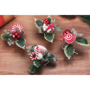 Candycane Leaf Deco Pick 18cm 6