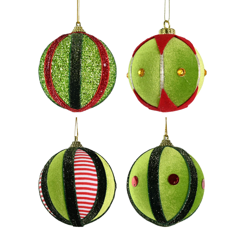 Assorted Mean Green Christmas bauble 8cm